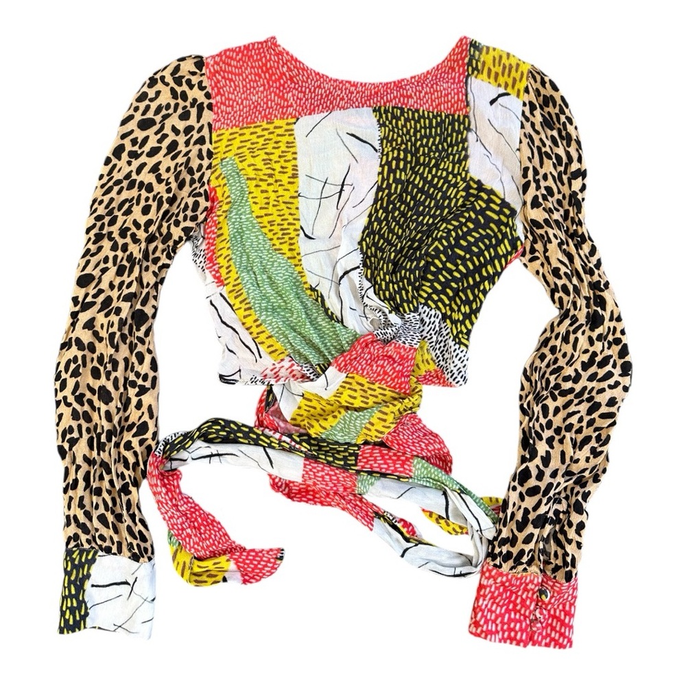 Anthropologie Bl-nk Leopard Patchwork Blouse